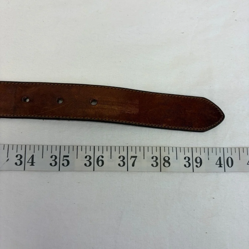 Polo Ralph Lauren Leather Belt Mens 34 Brown Vegetable Tanned Italian Saddle
